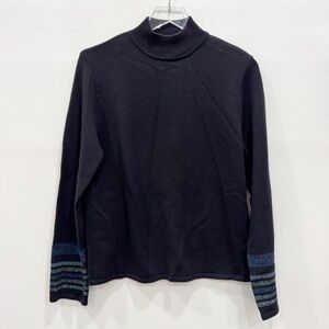 Pendleton Vintage Merino Wool Knit Sweater Black Mock Neck Large